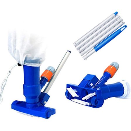 Pool Støvsuger Sug Værktøj med Børste, Swimmingpool Støvsuger med Teleskopstang, Pool Rengørings- og Skrubbeværktøj