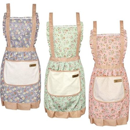 Kitchen Aprons for Women, Floral Aprons Chef Baker Apron Cooking Apron with Double Pockets for Cooking Baking Gardening