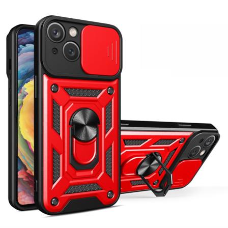 SKALO iPhone 15 Armor hybridi metallirengas kameran liukusäädin Red