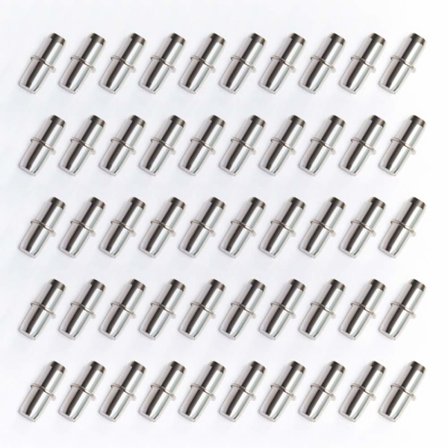 50 stykker forniklede fjederhyldestøtter, cylindriske hyldetappe til fast skab