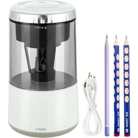 Elektrisk blyantspisser, bærbar automatisk blyantspisser for fargeblyanter, automatisk stopp, helautomatisk skarp og rask, USB-drevet