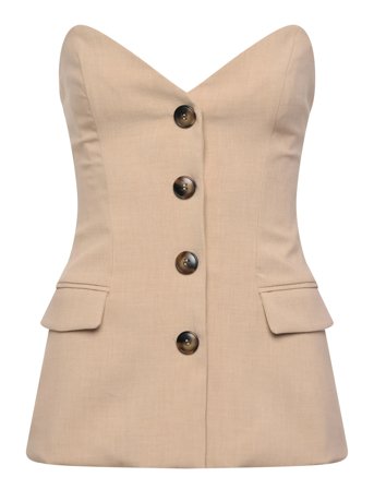 Kylian Button Front Top Beige Bardot