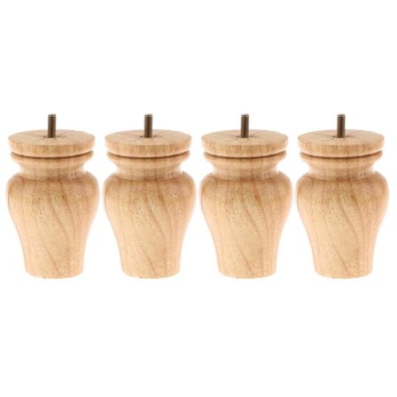 4 x Trä Soffben Sockel Fötter Hållare för Möbel Skåp Skänk Soffa 01