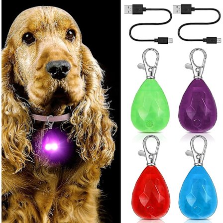 4-pack LED-hundhalsbandsljus Uppladdningsbara Vattentäta Hundljusklämmor Hundsäkerhetsljus för Nattpromenader Fästs på Halsbandet {DB}
