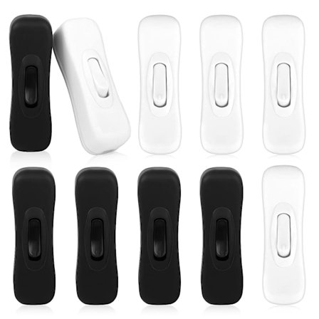 Pakke med 10 mellomstrømbrytere Lampebryter Ledningsbryter 2A Svart In-Line-bryter Hvit Ledningsbryter Mellomstrømbryter for små apparater LED-lampe