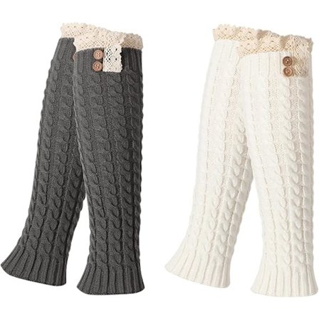 2 par lange benvarmere - hvit + grå, sportyoga leggings