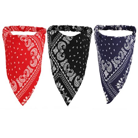 Svart rød blå 3-delt skjerf, unisex, like størrelser, 100 % bomull F