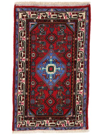 75X134 Tapete Oriental Hamadã Preto/Vermelho Escuro (Lã, Pérsia/Irão)