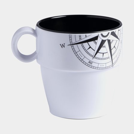 Tazze da caffè/tè in melamina Marine Business Lombok, antiscivolo, bianco/nero, 32 cl / 320 ml, confezione da 6