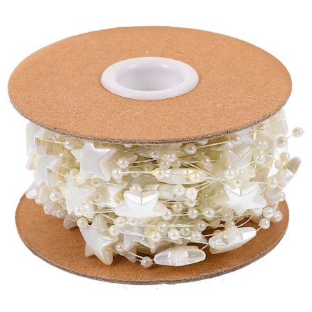 1 rulle perlekæde stjerneperlekæde stjerneperleguirlande blomster DIY-forsyning (1000.00X1.50X0.30CM, beige)