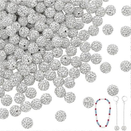 200 stk. Rhinestone Perler 10mm Glitter Krystal Perler Disco Kugle Perler Polymer Ler Perler Runde Perler Løse Perler til Venskabsarmbånd Halskæde 