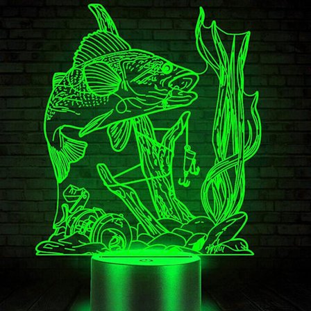 3D Fiskenatlys Natlys Bordsklampe Optisk Illusion Lamper 7 Farveskiftende Lys LED Bordlampe Julegave Hjem Kærlighed Fødselsdag Børn Børn Dekoration 