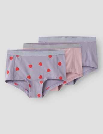 name it Nkfhipster 3P Lavender Hearts Noos - Purple - 116