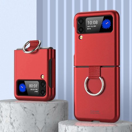 Ringhållare Skal Kompatibel Samsung Galaxy Z Flip 4 Med Ringstativ, Z Flip 4 PC Frostat Skal Anti-förlorad