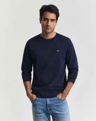 GANT - Shield langermet t-skjorte til herre evening blue