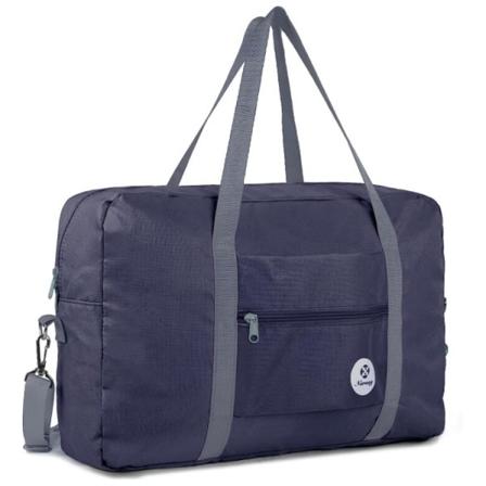 Stor kabinbagasje for flyselskaper, sammenleggbar reiseduffelbag, håndbagasje, overnattingsbag for kvinner og menn (mørkeblå) Blue