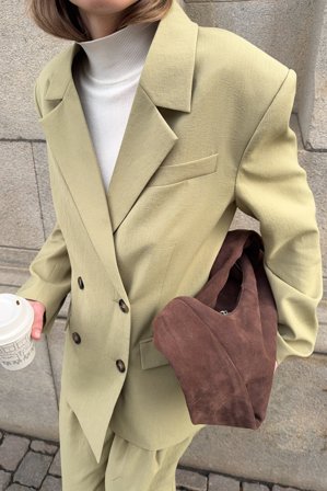 NA-KD Double Breasted Oversized Blazer - Skræddersyet blazer - Grøn - EU 42