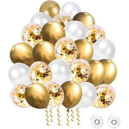60 Styk Ballonsæt, 12 Tommer Gyldne Balloner Metalliske Latex Balloner Konfetti Balloner Helium Balloner til Bryllup Fødselsdag