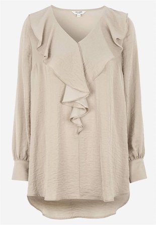 Cellbes of Sweden - Tunika med volangkrage - beige - för damer - 46/48