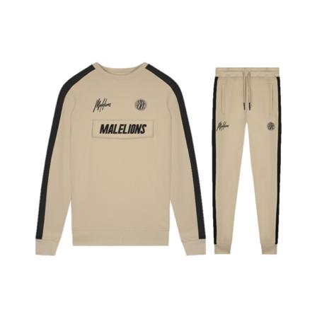 Malelions, Crewneck Trainings pak Beige, Heren, Maat:L
