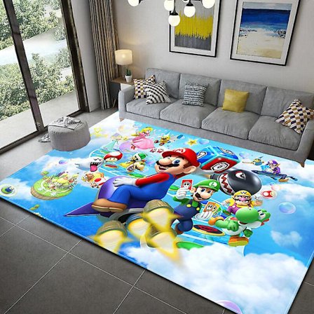 3D Tegneserie Super Mario Trykt Stue Soveværelse Tæppe Kravlende Gulvmåtte 4
