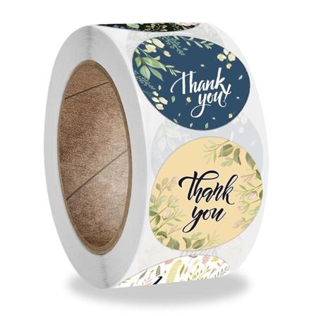 4 Designs Blommiga Tack-klistermärken Runda Etiketter Julgåva Dekoration Klistermärke För Paket Pappersvaror Stickerqy775-100st