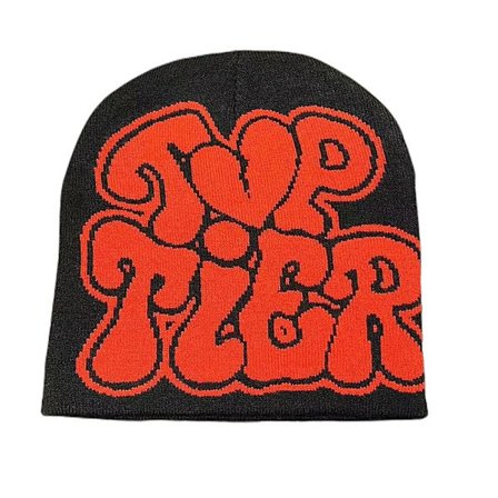Strikkehue Hue Beanie Bonnet SORT&RØD