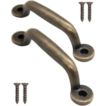 Set med 2 antikke, bronsefargede skuffetrekk til skapdører, kommoder, kjøkkenbenker, 89 x 22 mm