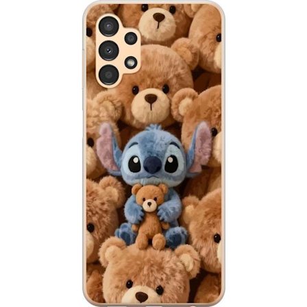 Kompatibel Mobilcover til Samsung Galaxy A13 Stitch omgivet af brune teddybjørne med en lille teddybjørn i armene i en sød og hyggelig kawaii-design