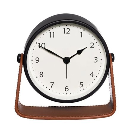 Vækkeur med kunstlæderfod – analog, sort