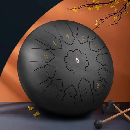 Tung ståltrommel 30 cm svart med 13 toner