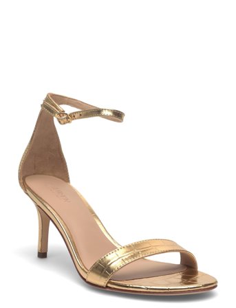 Lauren Ralph Lauren Allie Mid-Heel Metallic Embossed Sandal - Gold - 41