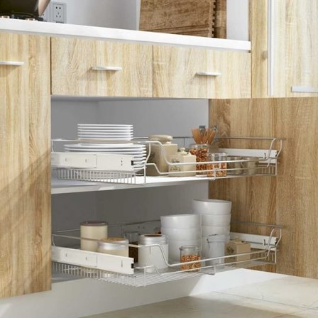 vidaXL Utdragbara trådkorgar 2 st silver 800 mm