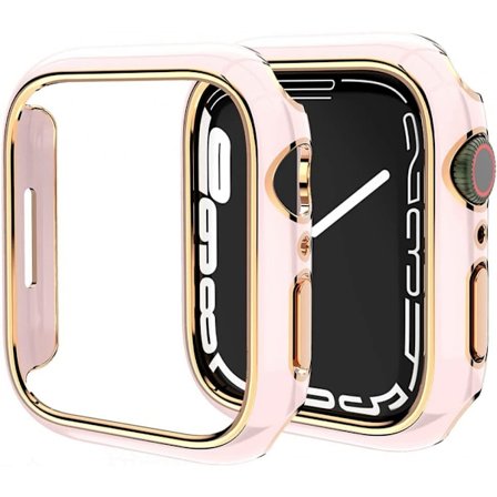 För Apple Watch Series 7 41mm, Pläterad Rigid PC Ram Case Slim All-Around Bumper Case för Apple Watch Series 7 (roséguld rosa)