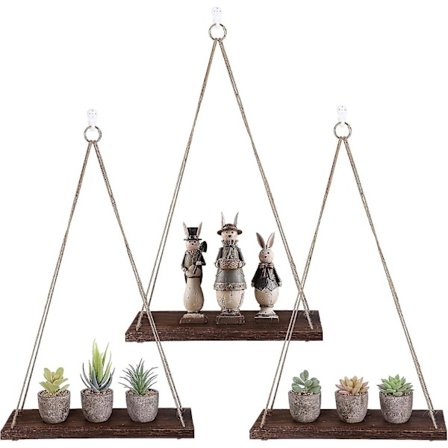 Håndvevd blonde bohemstil vegghengt hylle 3 deler