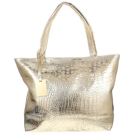 1kpl Suurikokoinen Naisten Käsilaukku Olkalaukku Muotikassi Kouluun Töihin Kultainen