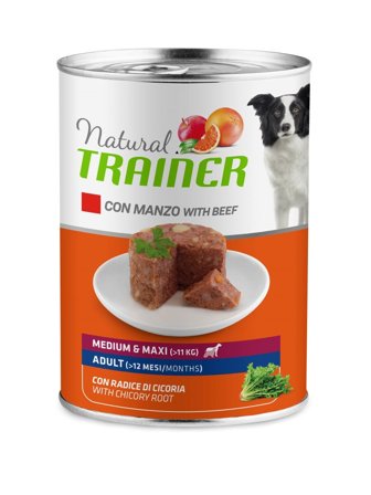 Natural Trainer Cibo Umido Manzo/Riso Per Cani Adulti Taglia