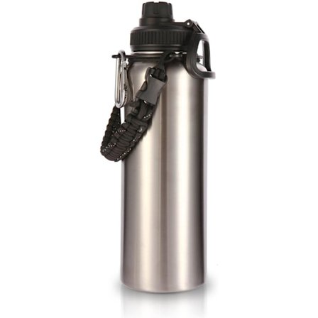 1200 ml eristetty vesipullot paracord-kahvalla, ruostumaton teräs, leveä suu