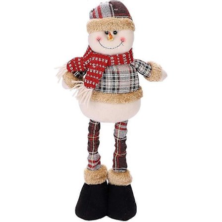 Stor Juledukke 51 cm Udtrækkelig Julefigur Ornament Stående Snemand Dukke Ornament med Udtrækkelige Ben Vinterborddekoration [YJD]