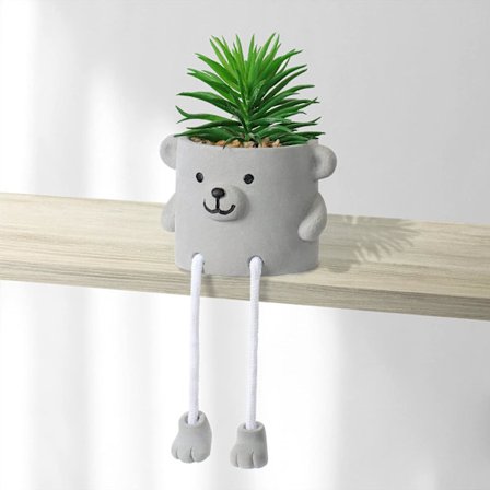 Kunstig potteplante søt falsk sukkulent plante med hengende ben bjørn Faux sukkulent potteplante dekor for hjemmet