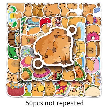 50 stk Cartoon Capybara Stickers og Waterproof Animal Stickers Sui