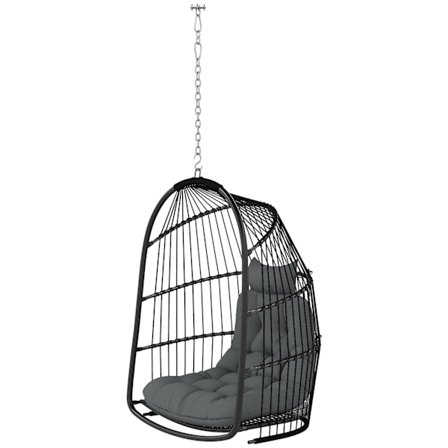 Hængestol hængekurv med hynde polyrattan gynge udendørs indendørs foldbar hængestol bæreevne op til 150 kg hængende gyngekurv hængestol til stue balko