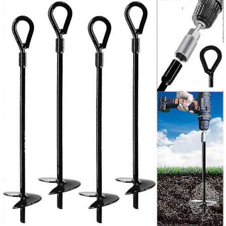 Markankare, Kraftiga Jordankare För 38cm Borrar, Markankare Set För Tält, Baldakiner, Skydd, Trampoliner Och Gungor (4 st)