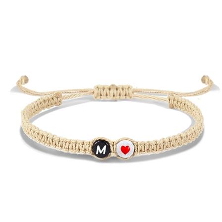 Wekity Initial Armbånd Damer Tenåringsjenter Flettet Tau Flettet Graduering Morsdagsgave Til Mamma Kjæreste Kone Justerbar 26 Bokstaver