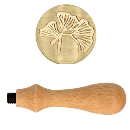 Træhåndtag til voksstempel + Ginkgo-stempel