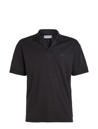 Smooth Cotton Open Placket Polo Polos Short-sleeved Svart Calvin Klein*Betinget Tilbud