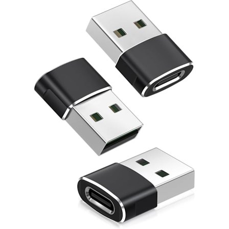 USB til USB-C Adapter 3-pak, Type C Hun til USB A Han Konverter Oplader til iWatch 8 9 10, iPhone 17 16 15 14 13 12, iPad Air Mini, S24 S23 A55