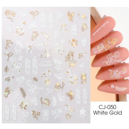 Nagelklistermärken 3D Bronzing Flowers CJ-050