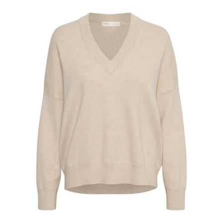 InWear, V-neck Knitwear Beige, Dames, Maat:S,Katoen