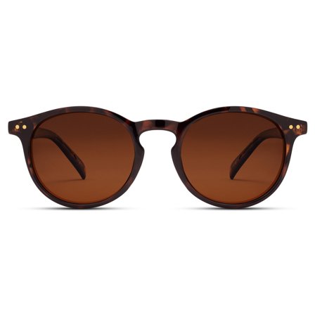 Gafas de sol redondas con montura de carey y lentes marrones polarizadas para hombres - Gafas de sol retro